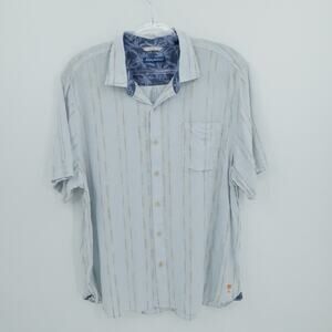 Tommy Bahama Shirt Mens XXL Blue Linen Blend Sonora‎ Striped Beach Resort Beach